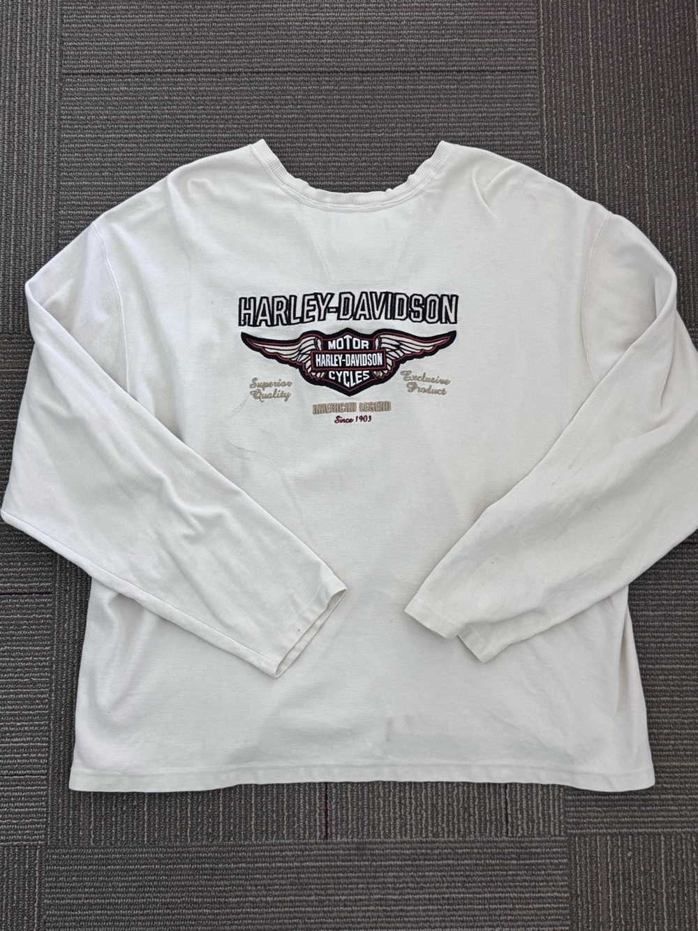 🏍️ Harley-Davidson Cream Thermal Henley – 3XL
